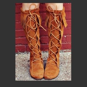 Minnetonka Front Lace Knee High Boot